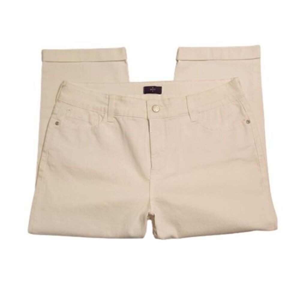 NYDJ High Rise Lift x Tuck White Cropped Jeans
